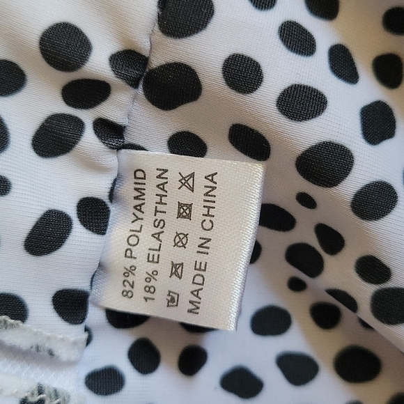 Two Piece Bandeau High Waist Cheeky Bikini Monochrome Spotted Swimsuit - Picture 3 of 5